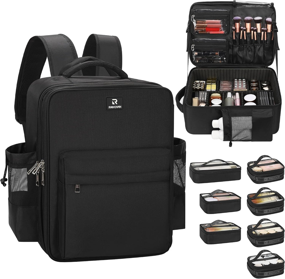 Relavel Makeup Backpack with 5 Removable Pouches