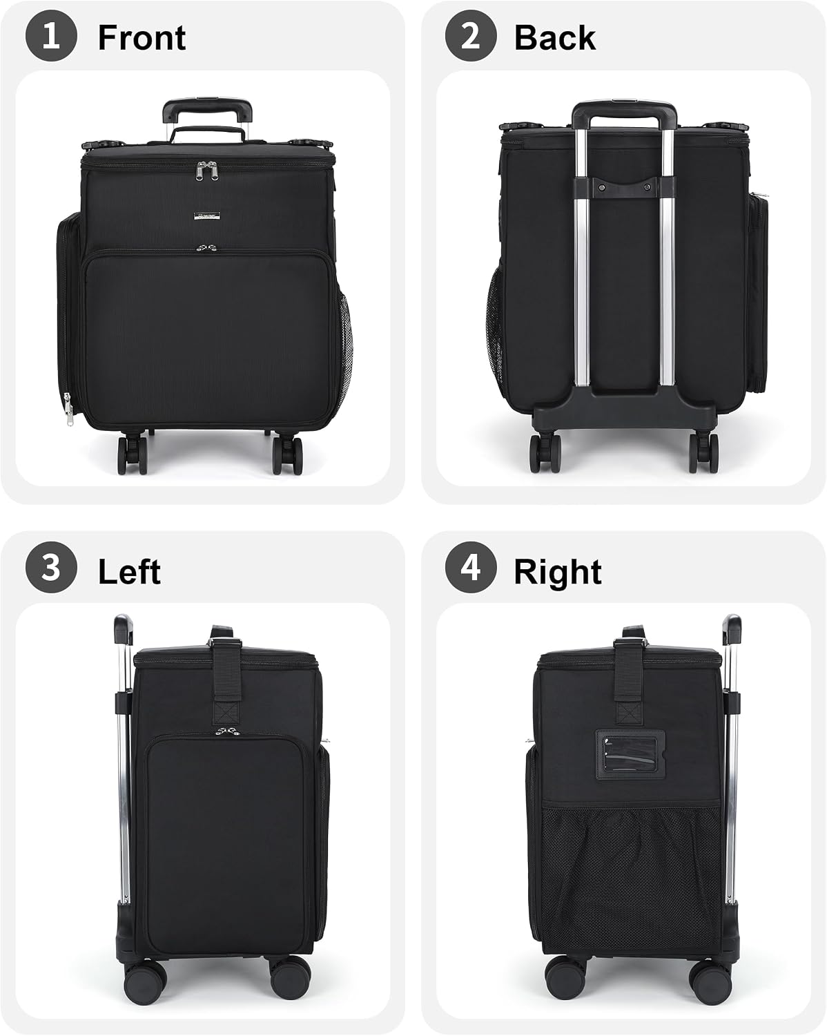 Available for sale in the United States only.Rolling Makeup Case with 5 Removable Pouches and 4 Removable 360° Spinner Wheels
