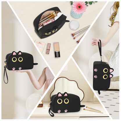 Black Small Cute Cat Makeup Bag