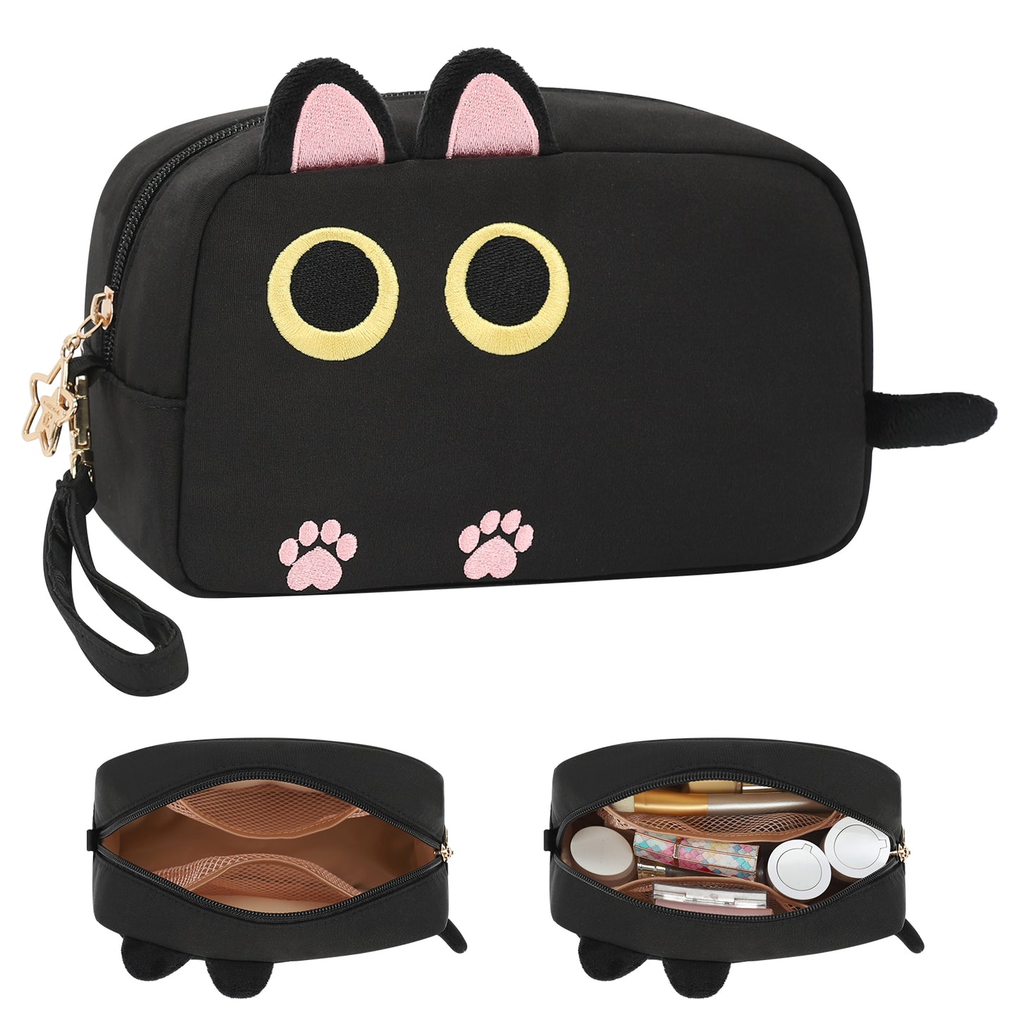 Black Small Cute Cat Makeup Bag