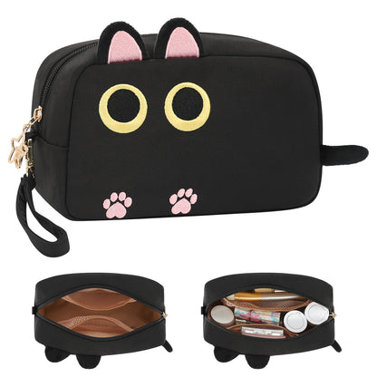 Black Small Cute Cat Makeup Bag