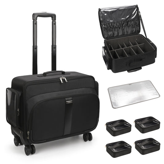Rolling Extra Large Makeup Train Case with 4 wheels