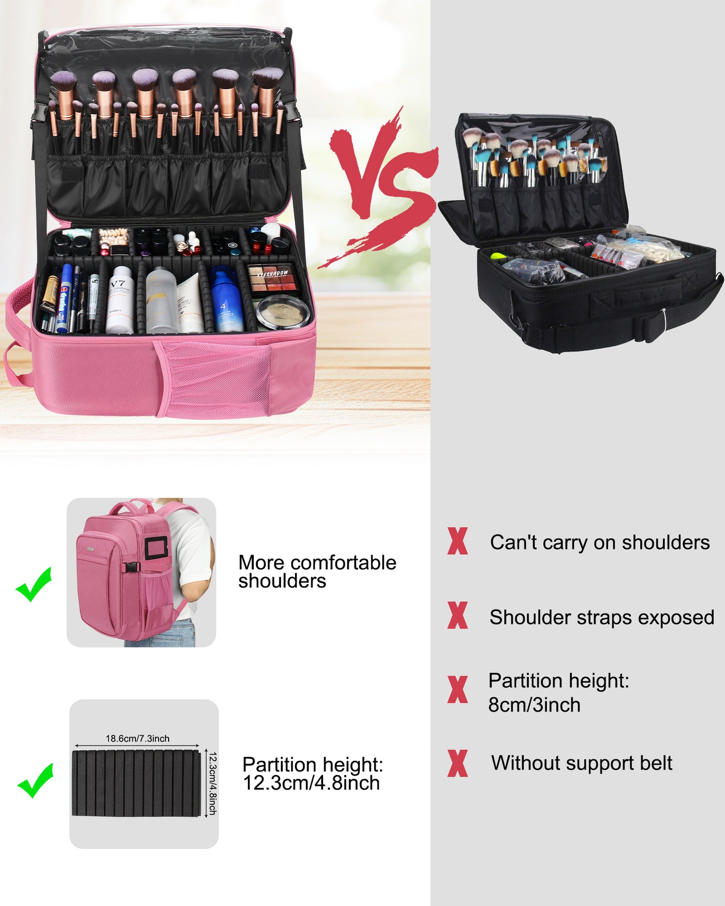 Professional Makeup Bag For Makeup Artists, Rose Pink