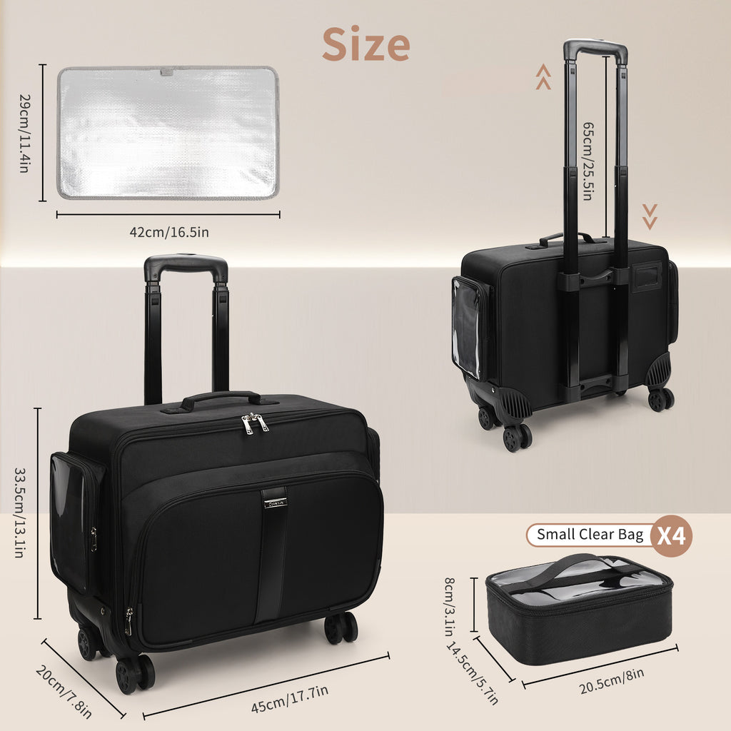 Rolling Extra Large Makeup Train Case with 4 wheels