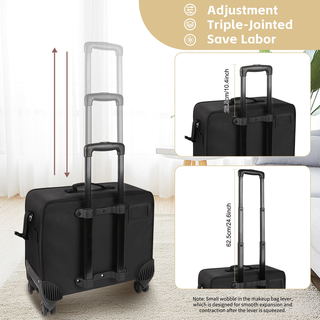 New 360° Rolling Extra Large 4 in 1 Makeup Case with 7 Small Bag