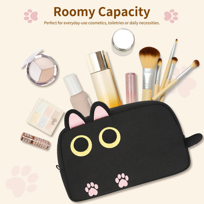Black Small Cute Cat Makeup Bag