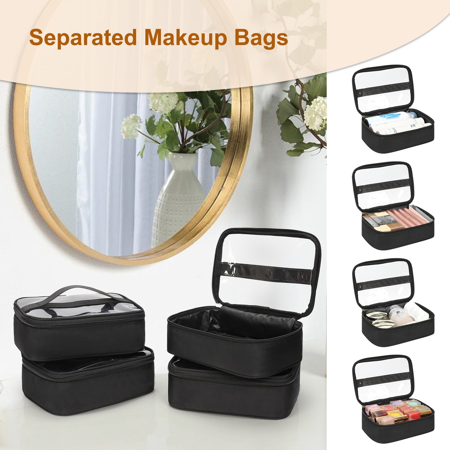 Rolling Extra Large Professional Trolley Makeup Backpack With 4 Small Bags, Detachable Trolley And Large Wheels