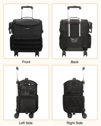 Relavel Rolling Makeup Case With a Removable, Foldable Pull Rod and 4 Removable 360° Spinner Wheels
