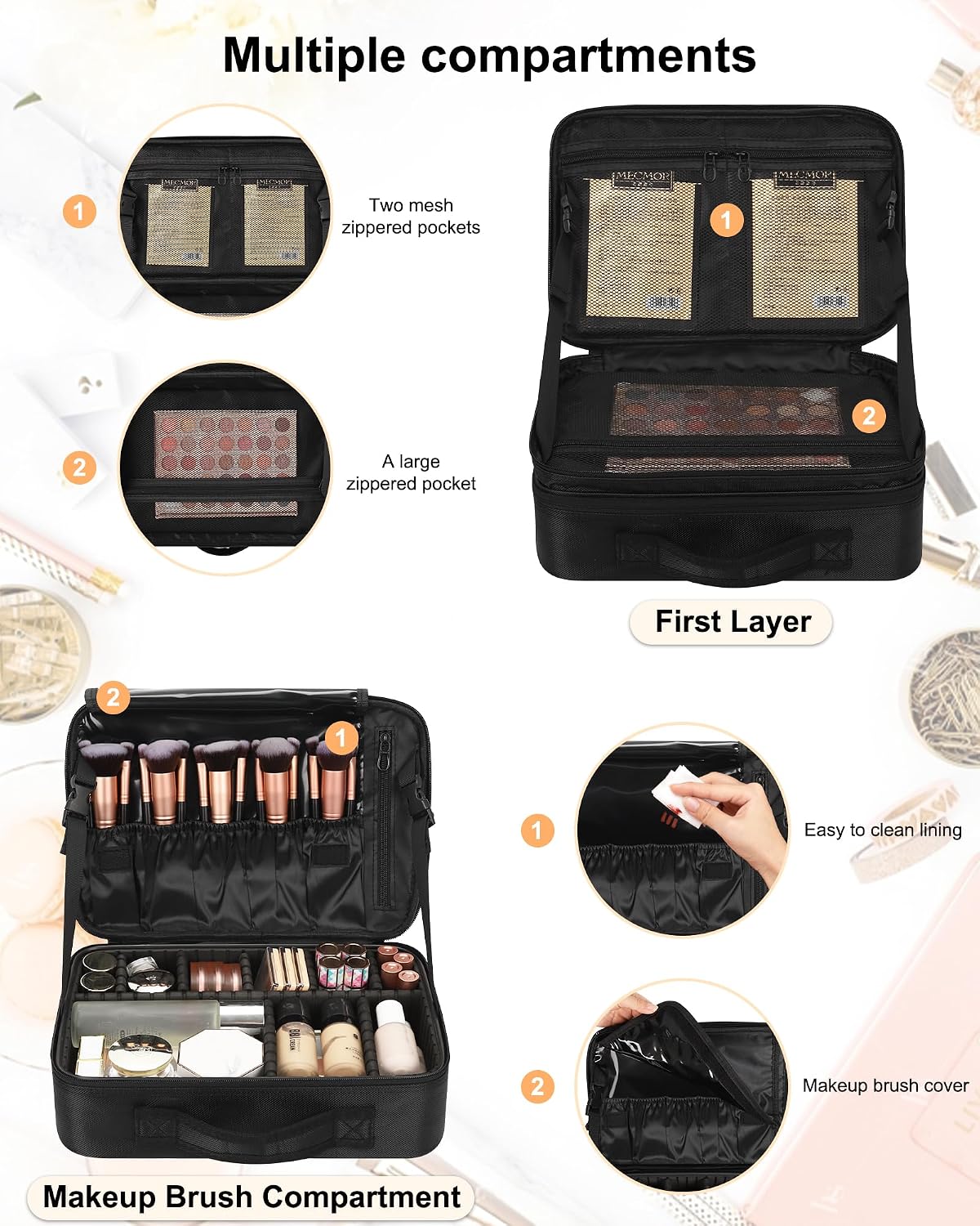 Black Medium Makeup Case