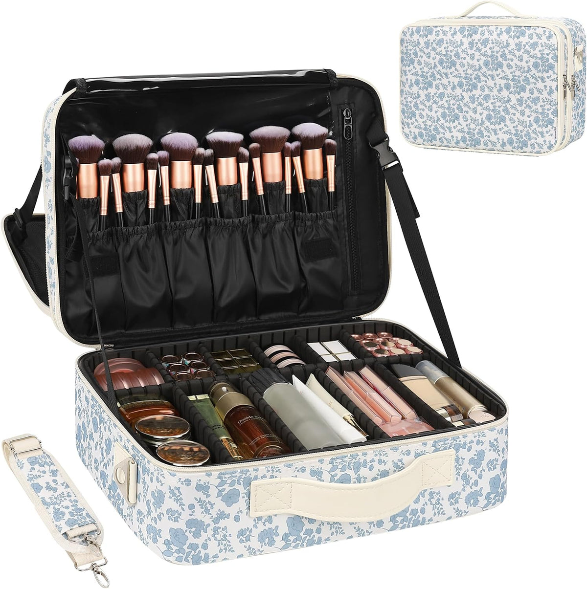 Floral Print Large Makeup Case