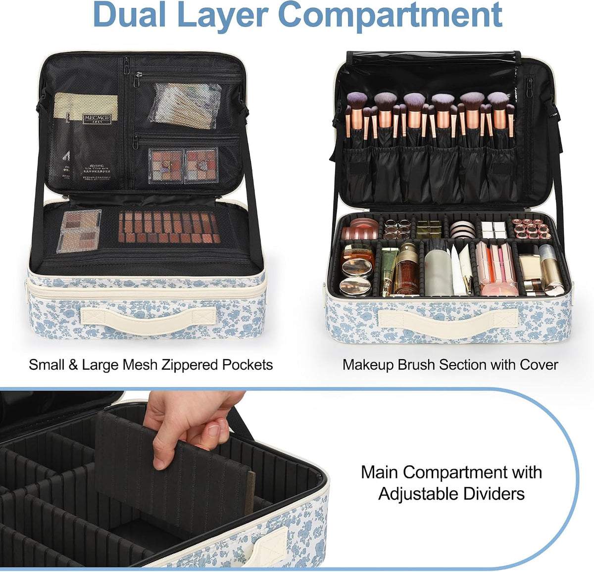 Floral Print Large Makeup Case