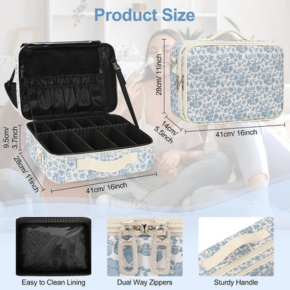 Floral Print Large Makeup Case