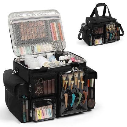 Large Hairstylist Multi Pockets Traveling Bag with Removeable Dividers & Shoulder Strap