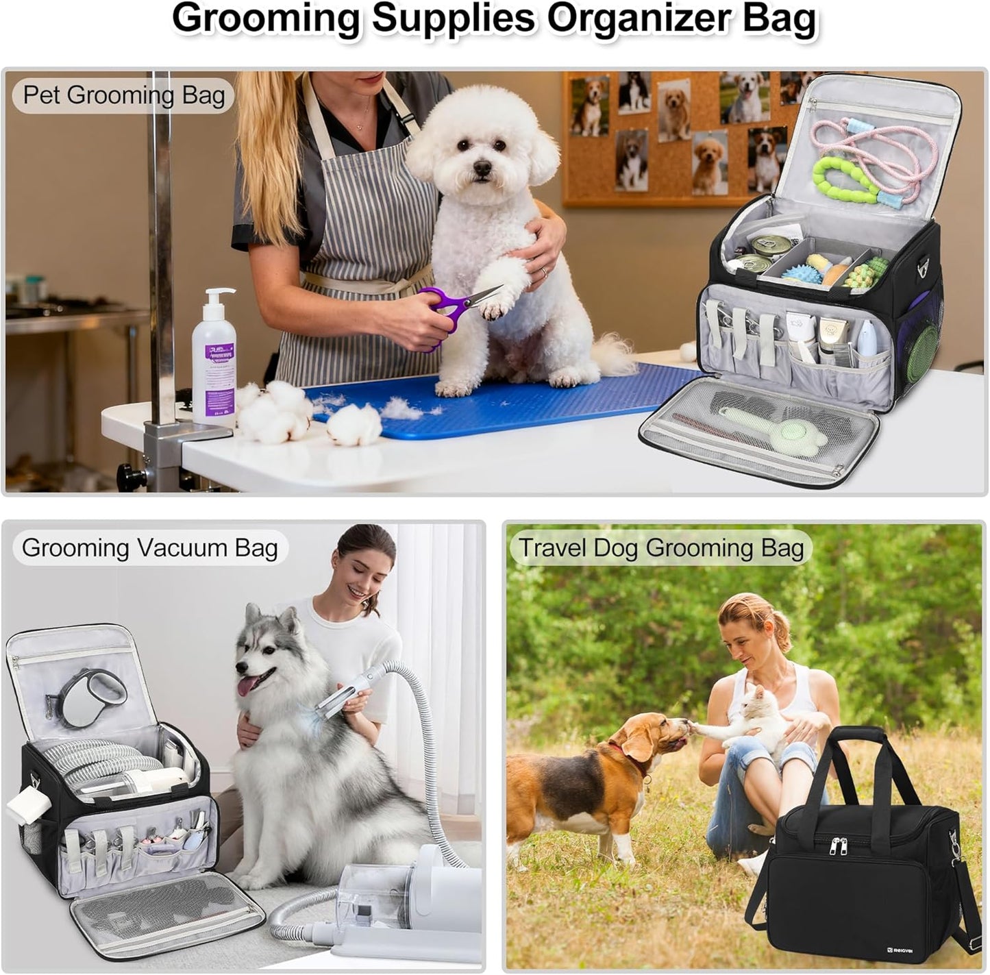 Available for sale in the United States only.Professional Travel Pet Grooming Bag with Compartments