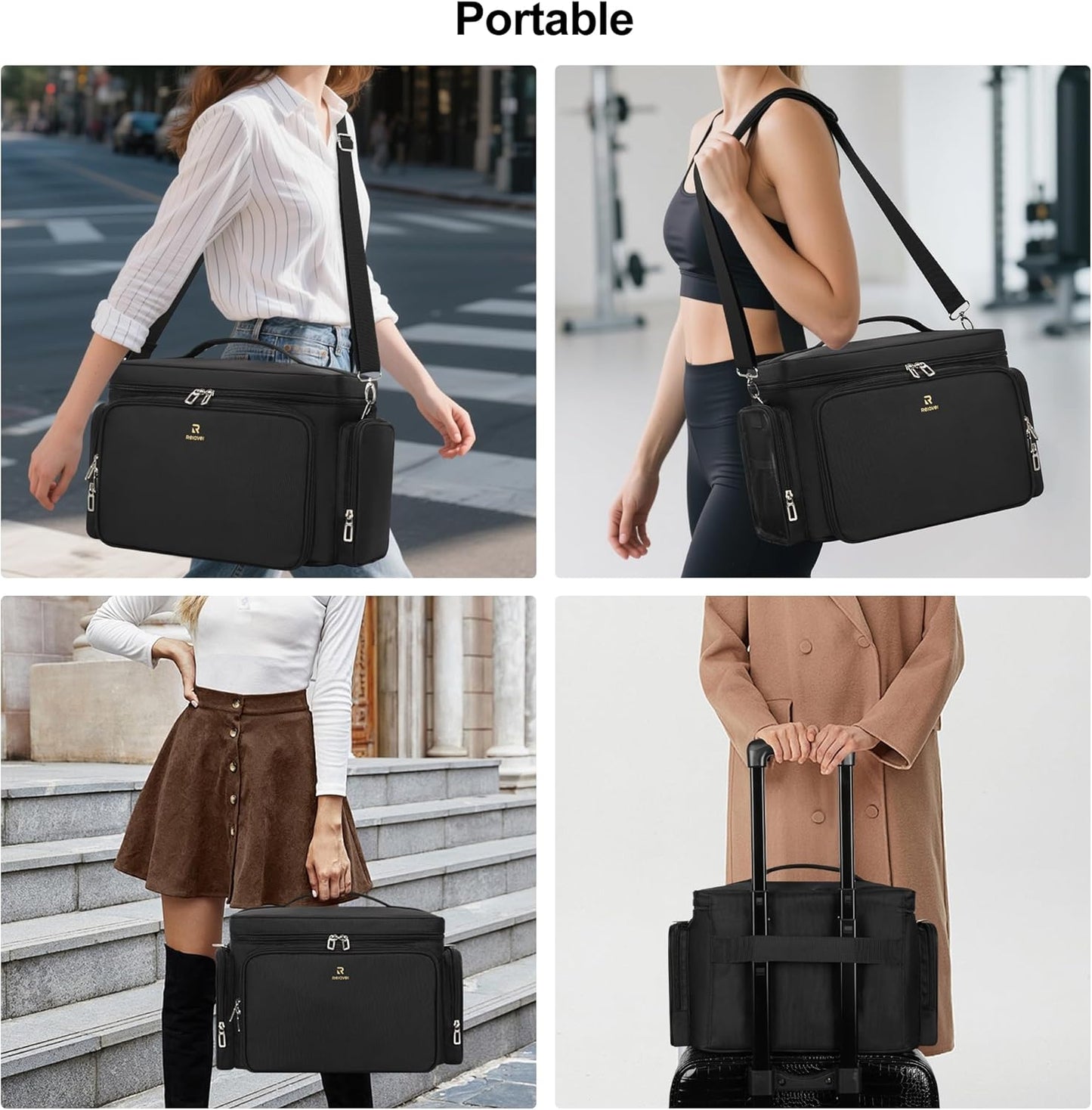 Available for sale in the United States only.Portable Large Makeup Organizer Bag with 2 Pouches & Detachable Dividers