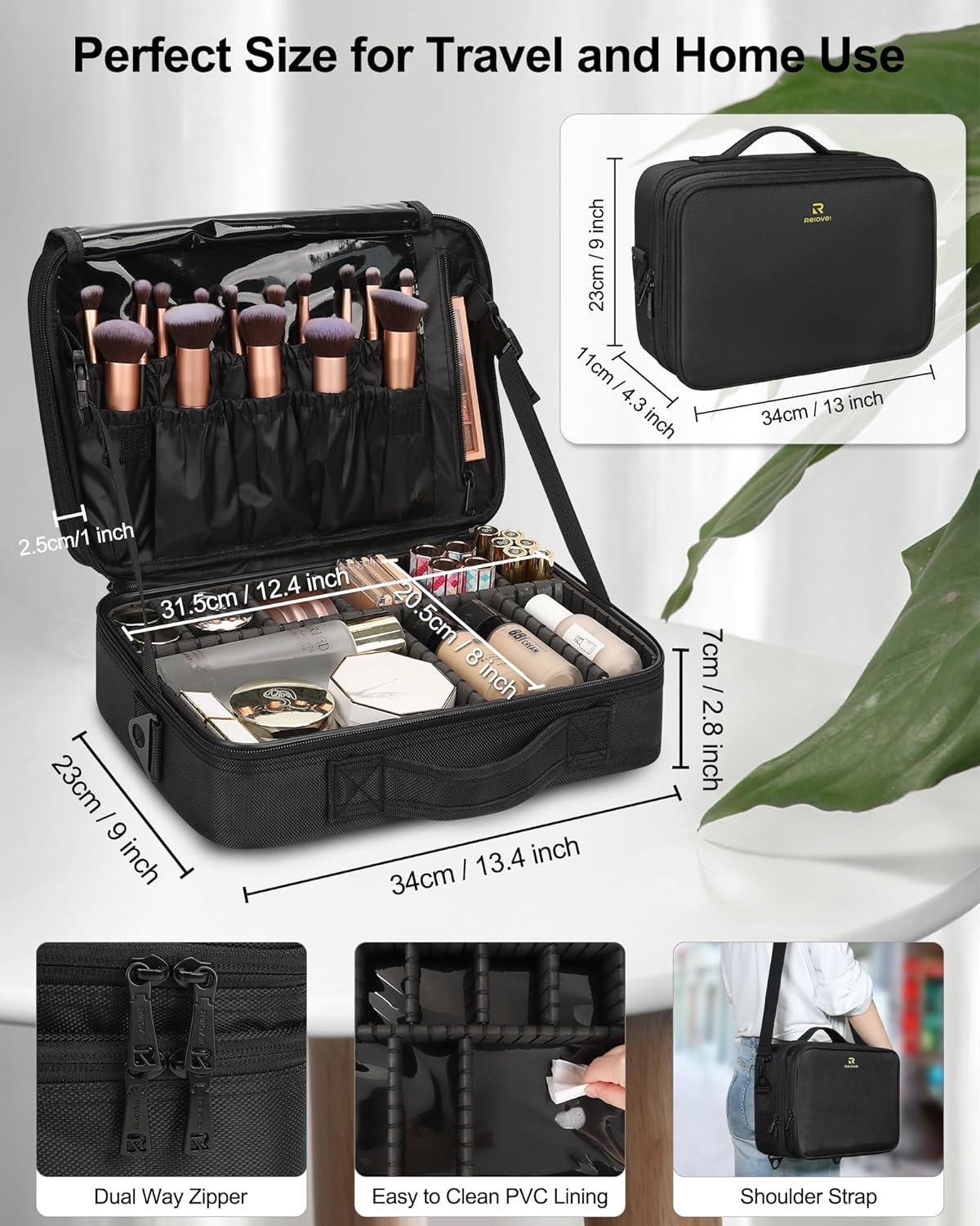 Black Medium Makeup Case