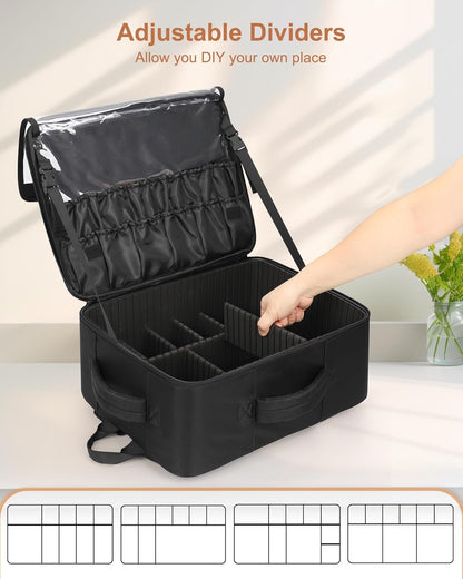 Relavel Extra Large Makeup Backpack with 4 Clear Bags