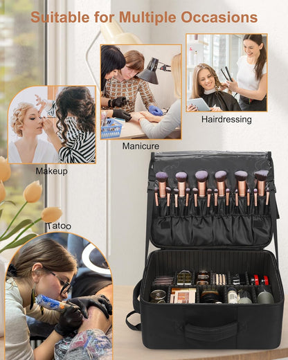Relavel Extra Large Makeup Backpack with 4 Clear Bags