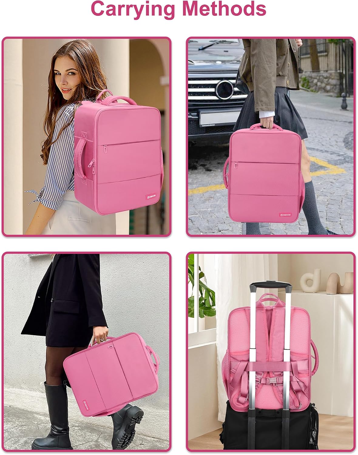 Relavel Extra Large Makeup Backpack with 4 Clear Bags, Rose Pink
