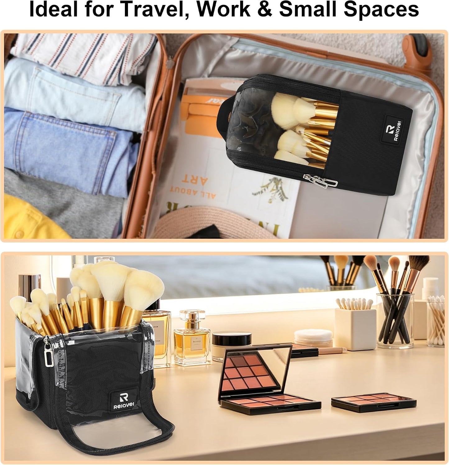 Relavel Foldable Stand Up Travel Makeup Brush Holder