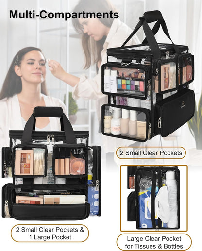Relavel Large Clear Travel Makeup Bag with Removable Dividers