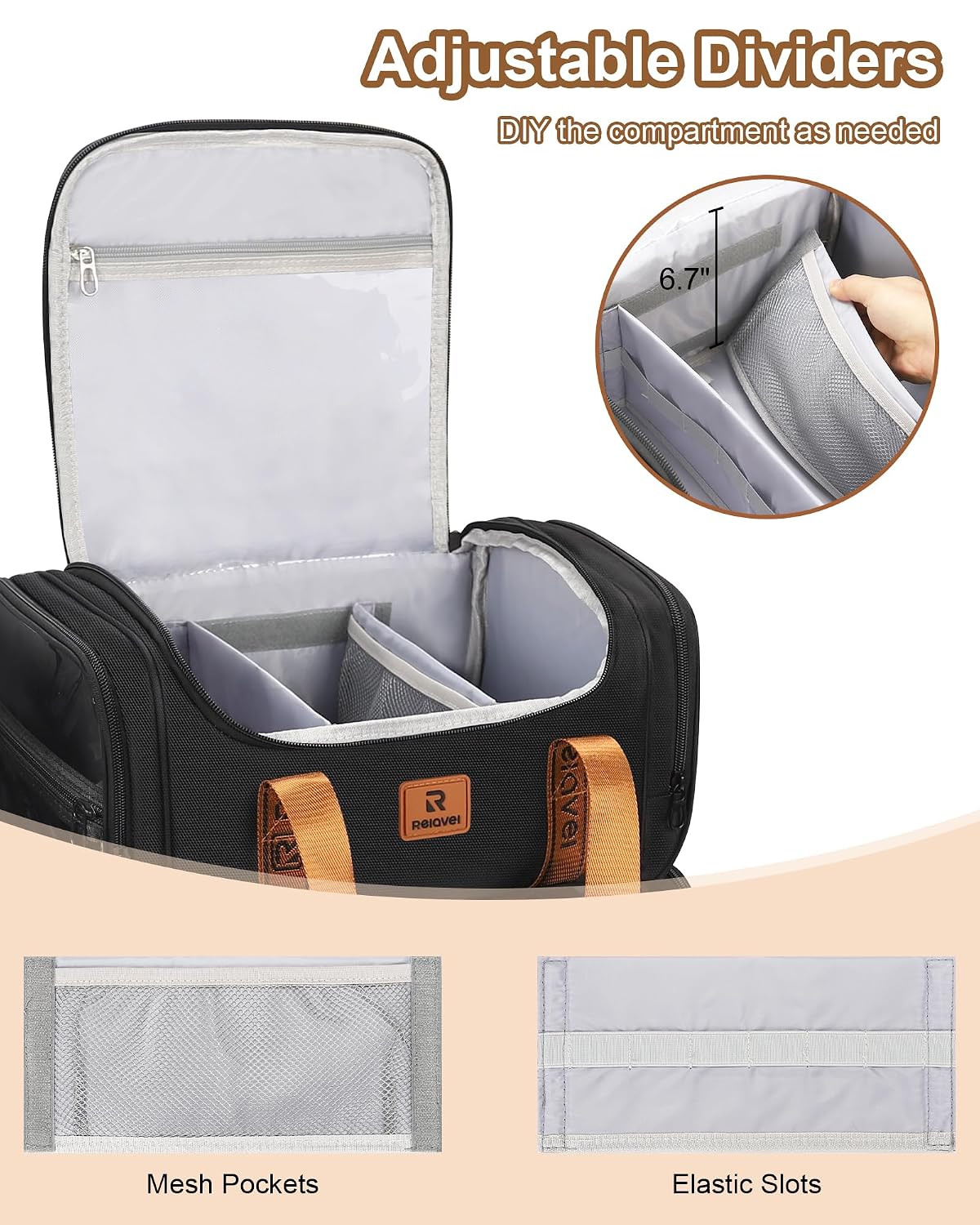 Relavel Large Makeup Backpack with 3 Clear Bags, Black