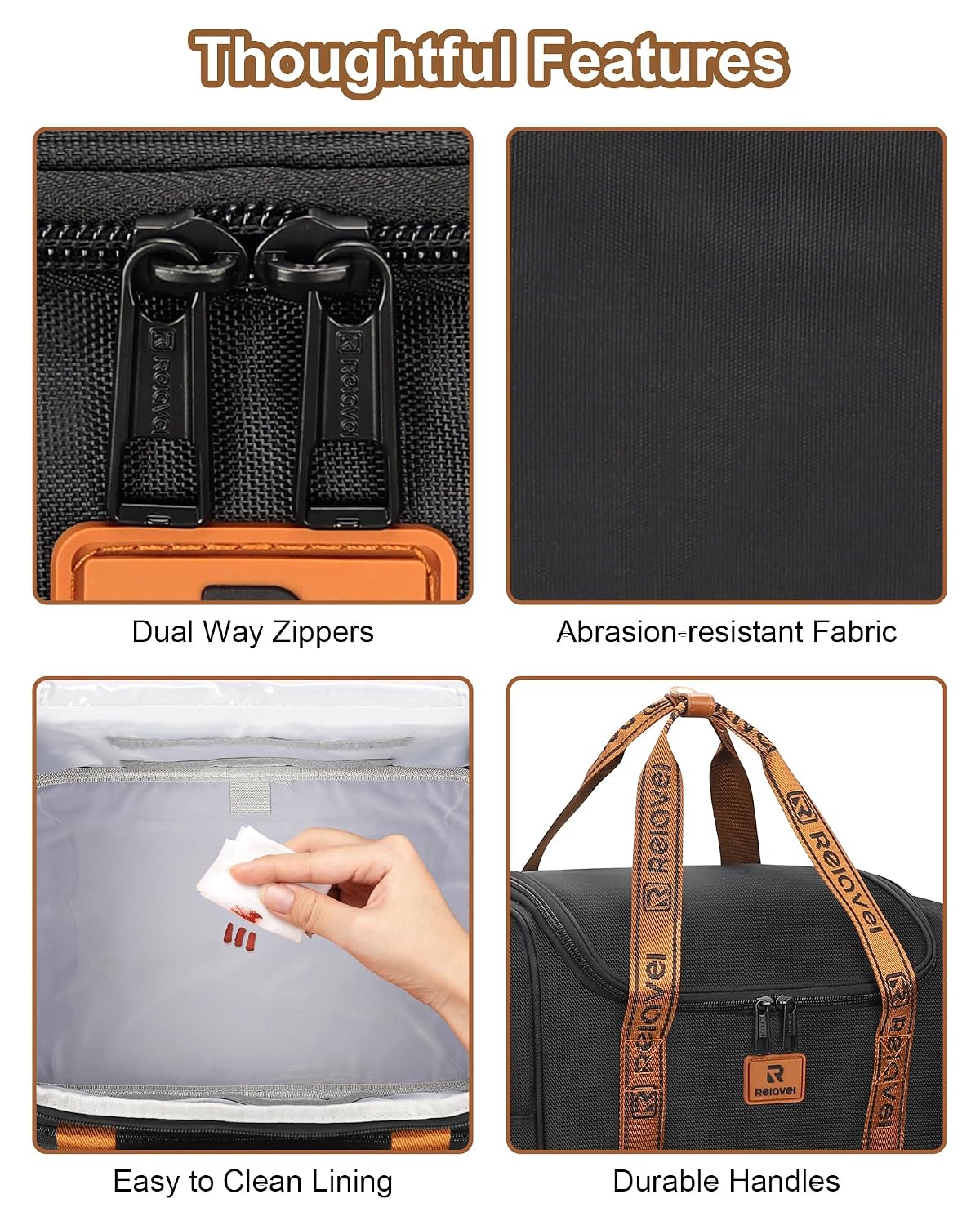Relavel Large Makeup Backpack with 3 Clear Bags, Black