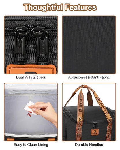 Relavel Large Makeup Backpack with 3 Clear Bags, Black