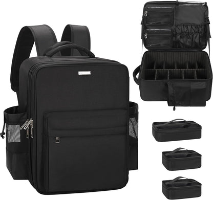 Available for sale in the United States only.Relavel Makeup Backpack with 5 Removable Pouches