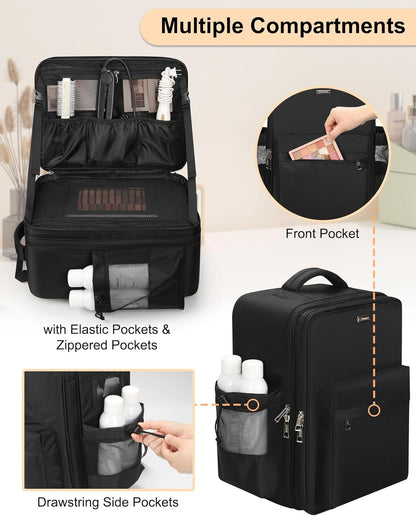 Available for sale in the United States only.Relavel Makeup Backpack with 5 Removable Pouches