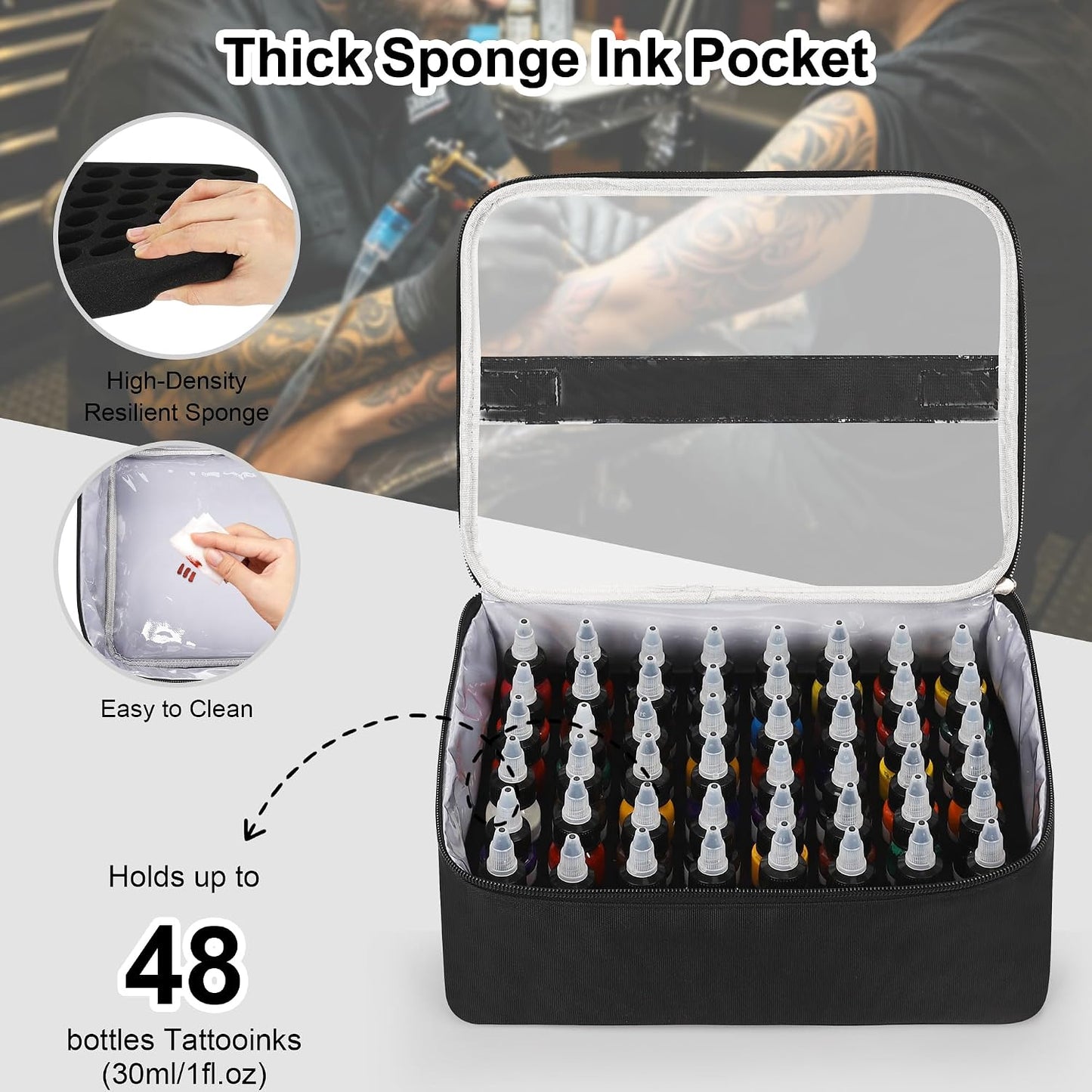 Relavel Portable Travel Pro Tattoo Case with 3 Removable Pouches