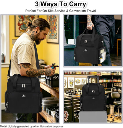 Relavel Portable Travel Pro Tattoo Case with 3 Removable Pouches