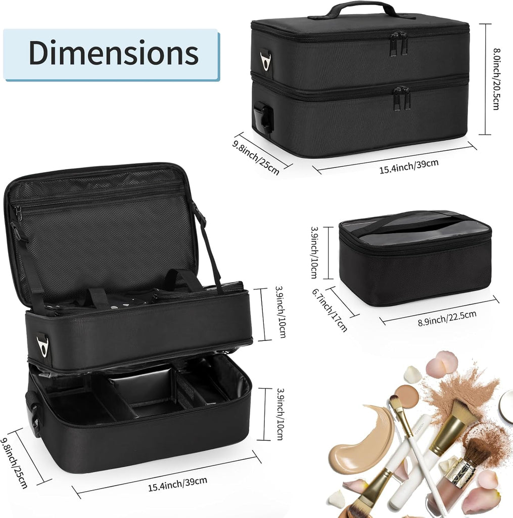 Travel Beauty Case – Doppelschicht Kulturbeutel Aus PU-Leder, Wasserdicht, 2 Größen