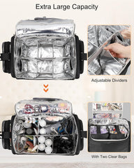 Rolling Hairstylist Makeup Train Case with 4 Wheels
