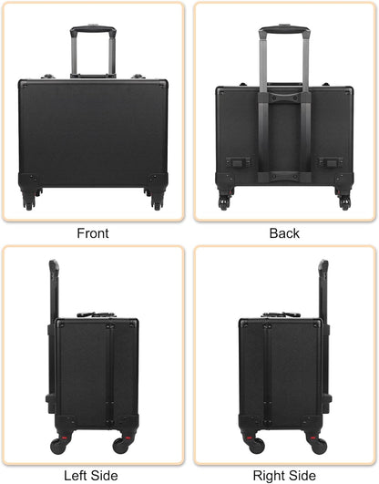 Available for sale in the United States only.Relavel Rolling Makeup Case with 6 Clear Bags and 4 detachable 360° Spinner Wheels