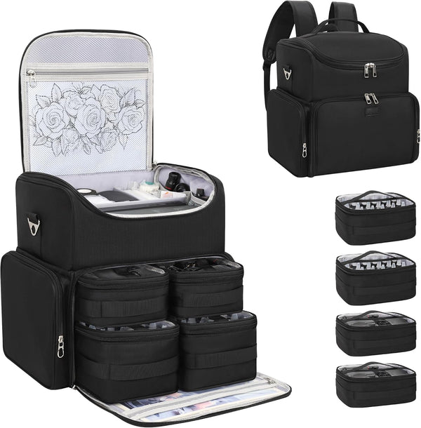 Relavel Tattoo Makeup Backpack with 4 Removable Pouches