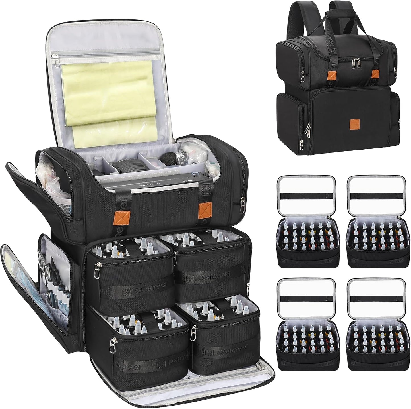 Relavel Tattoo Travel Case Backpack with 4 Removable Pouch