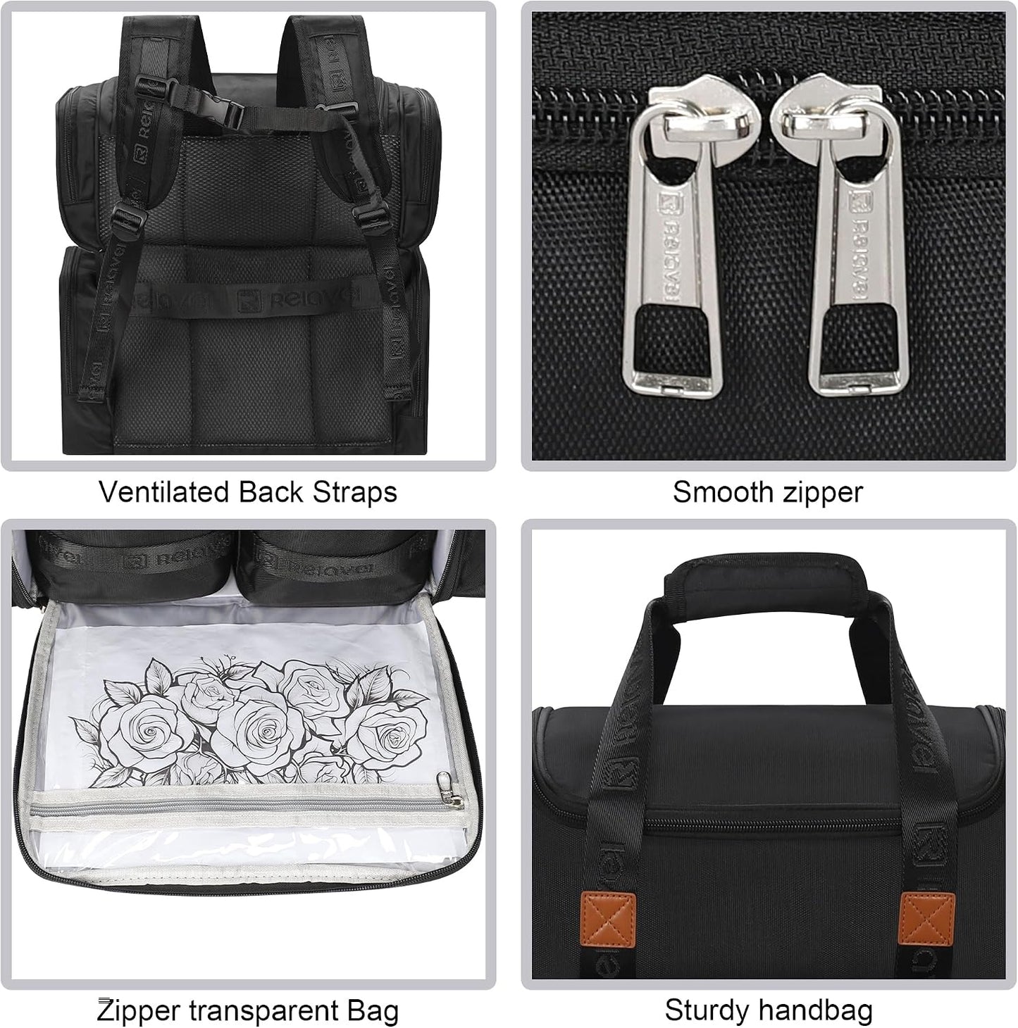 Relavel Tattoo Travel Case Backpack with 4 Removable Pouch