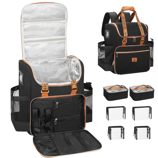 Relavel Travel Hairdresser Bag With 6 Cosmetic Bags