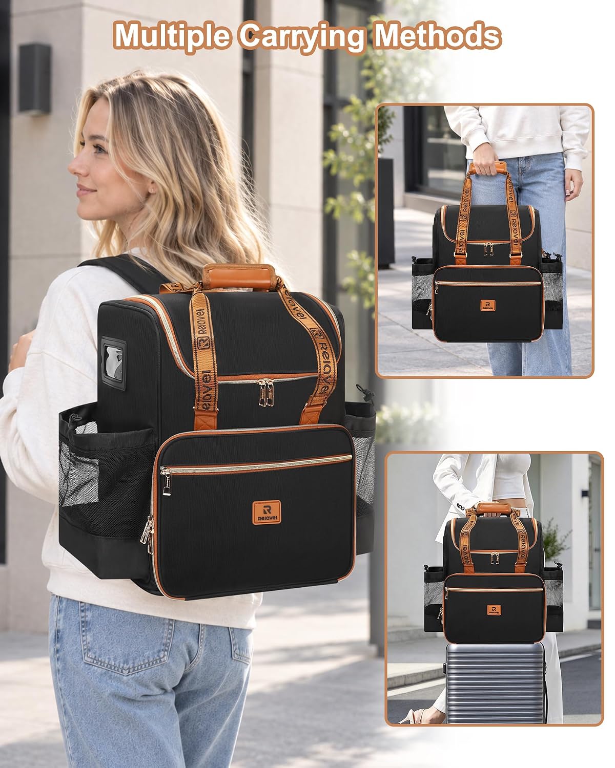 Relavel Travel Hairdresser Bag With 6 Cosmetic Bags
