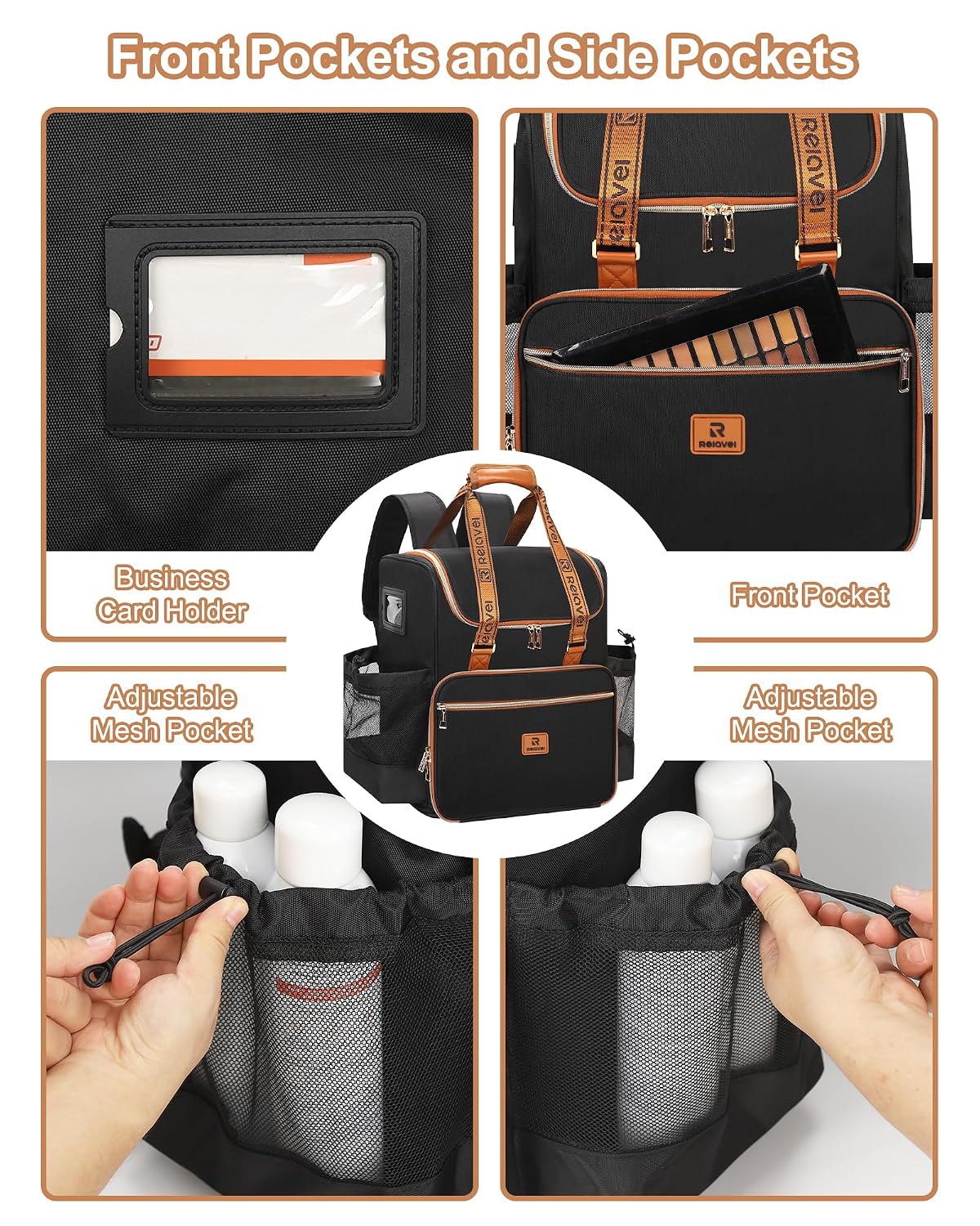 Relavel Travel Hairdresser Bag With 6 Cosmetic Bags