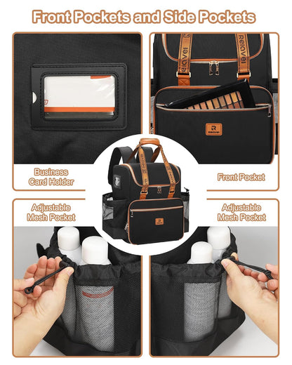 Relavel Travel Hairdresser Bag With 6 Cosmetic Bags