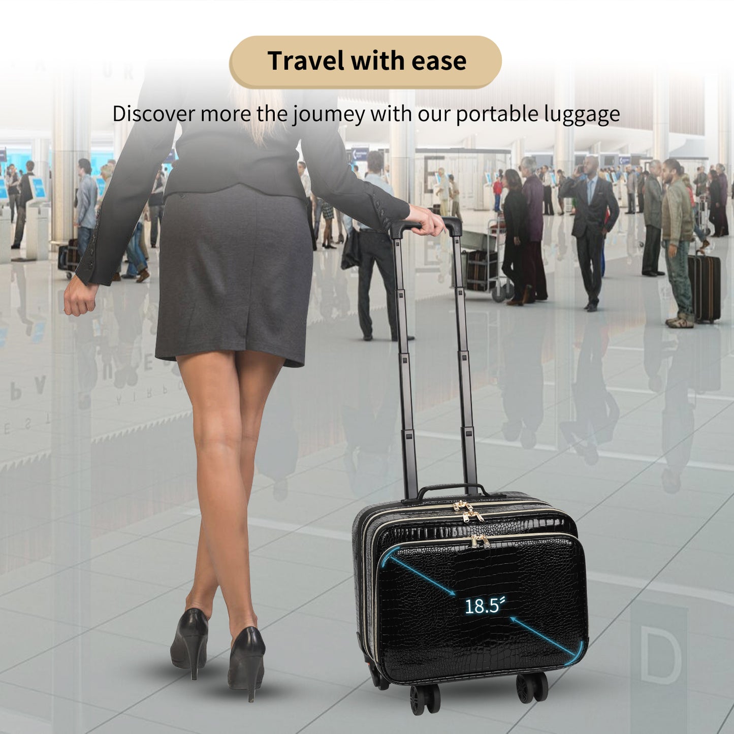 Rolling Extra Large 3 Layers Makeup Train Case with 3pcs Traveling Bags