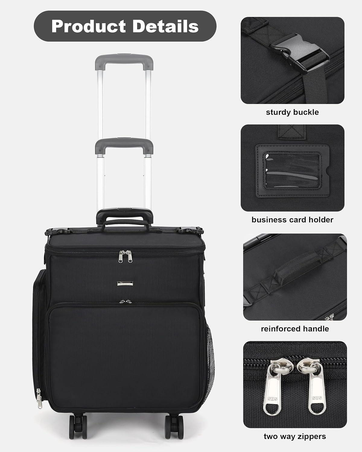 Available for sale in the United States only.Rolling Makeup Case with 5 Removable Pouches and 4 Removable 360° Spinner Wheels