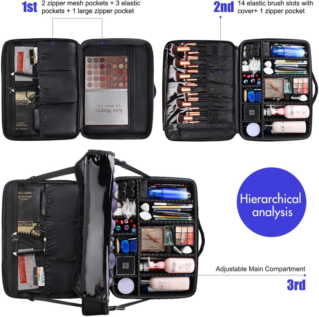 Black Extra Large Makeup Case Relavelbag