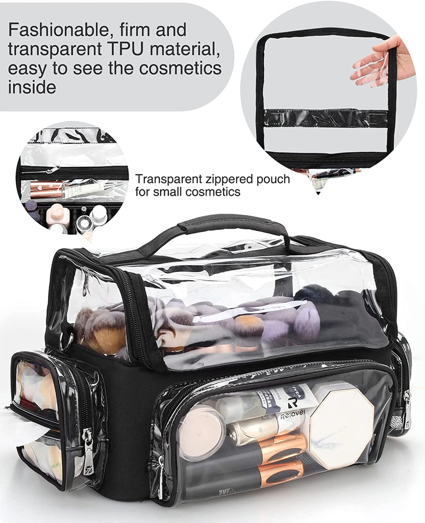 3pcs Large Capacity Transparent Mesh Cosmetic Bags With Multi