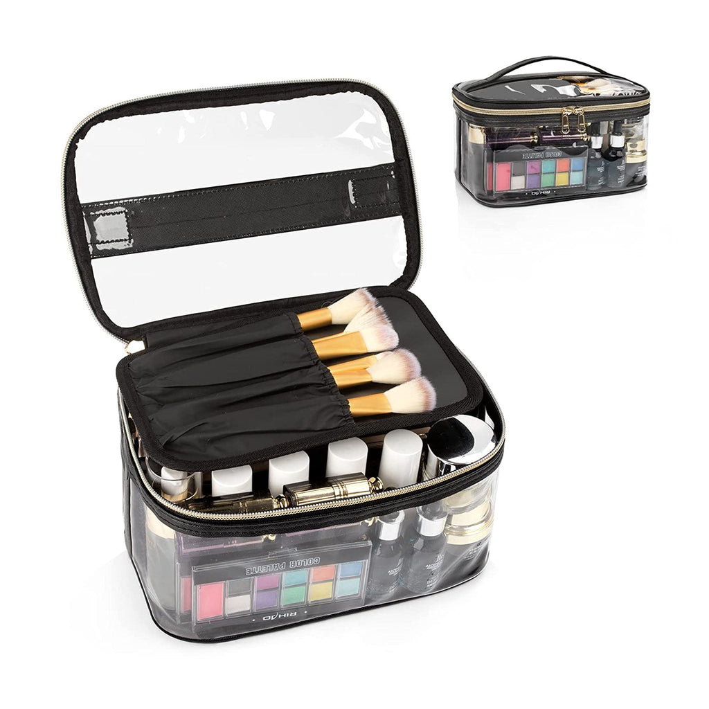 Relavel Extra Large Makeup Bag, Makeup Case Professional Makeup Artist Kit  Train Case Travel Cosmetic Bag Brush Organizer, Waterproof Leather