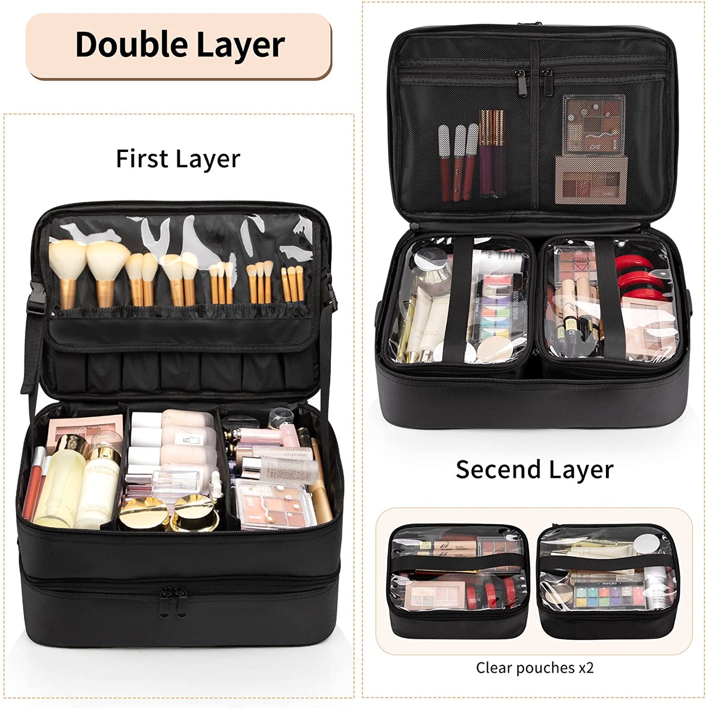 Available for sale in the United States only.Large Makeup Train Case with a Large Makeup Travel Bag for Hairstylist