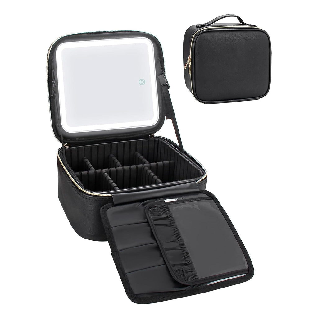 Relavel Black Small Makeup Case with Light Up Mirror Brown Relavel Black Small Makeup Case with Light Up Mirror Brown